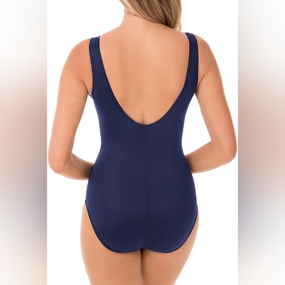 Miraclesuit Blue and White One Piece Swimwear with Nautical Stripes - Picture 2 of 10